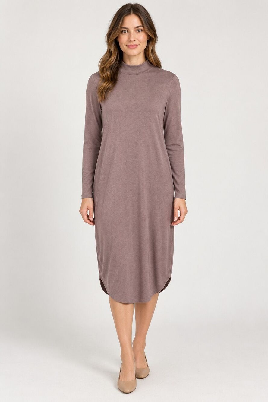 Kit and Ace Mauve Mock Neck Long Sleeve Dress Medium Women
